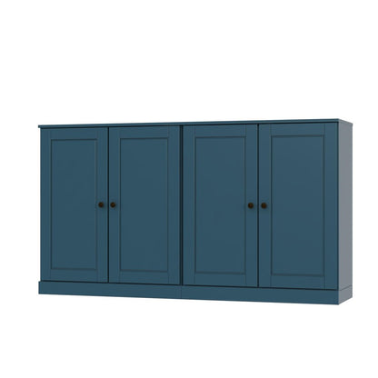 64" Teal Blue Solid Wood Four Drawer Sideboard With Four Doors HomeRoots