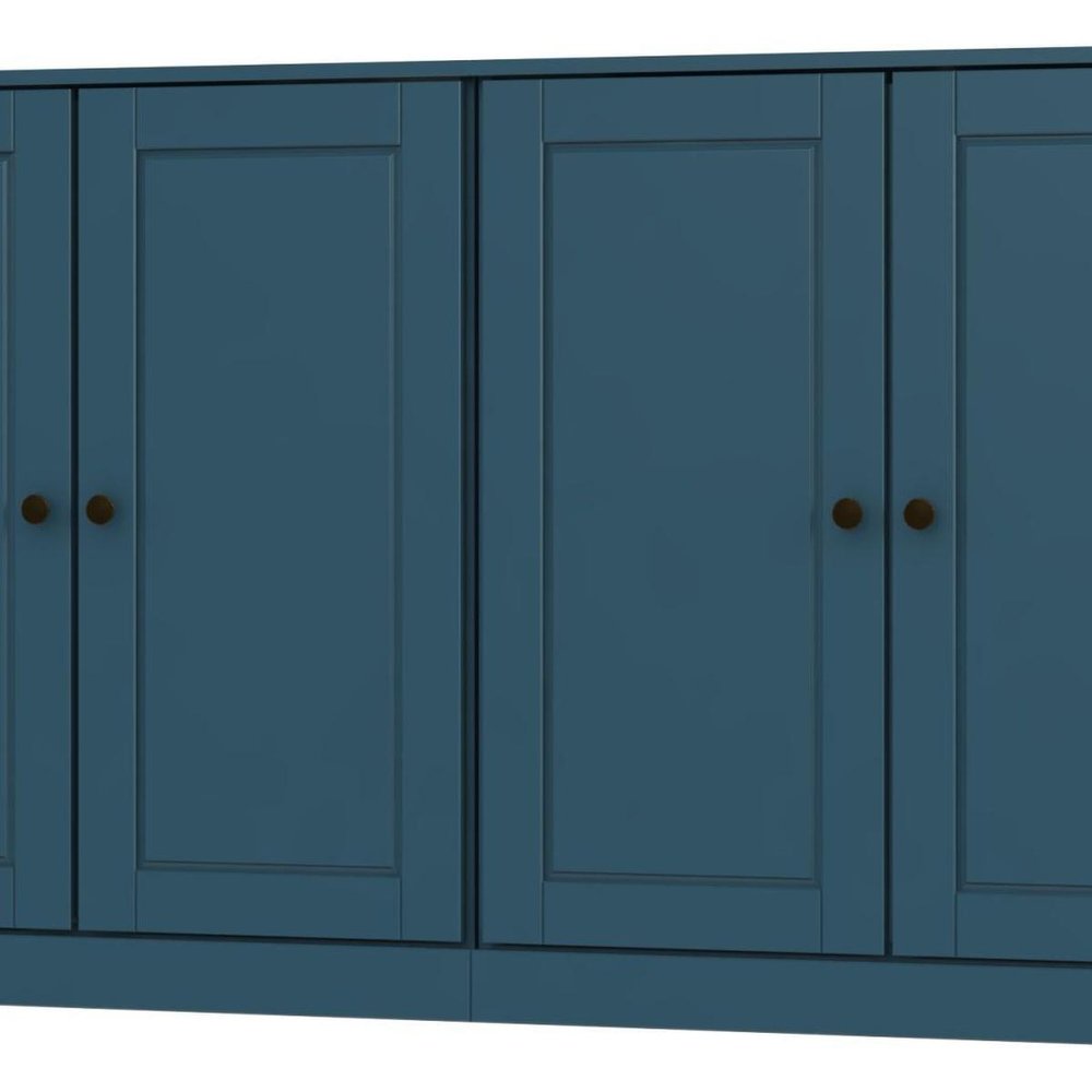 64" Teal Blue Solid Wood Four Drawer Sideboard With Four Doors — view 2