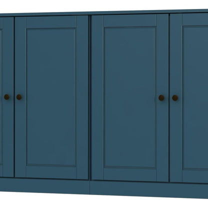64" Teal Blue Solid Wood Four Drawer Sideboard With Four Doors HomeRoots