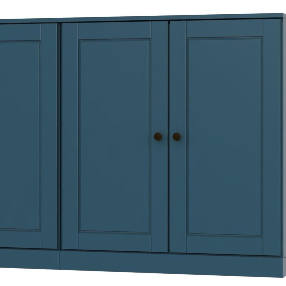 64" Teal Blue Solid Wood Four Drawer Sideboard With Four Doors — view 3