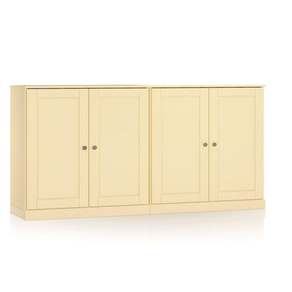 64" Yellow Solid Wood Four Drawer Sideboard With Four Doors