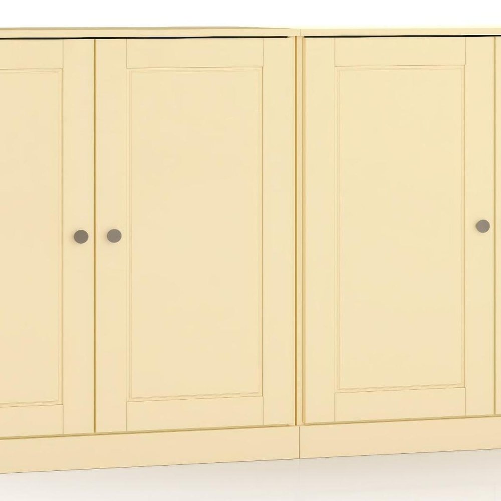 64" Yellow Solid Wood Four Drawer Sideboard With Four Doors — view 5