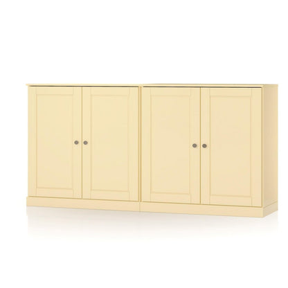 64" Yellow Solid Wood Four Drawer Sideboard With Four Doors