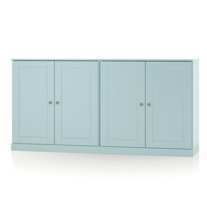 64" Aqua Solid Wood Four Drawer Sideboard With Four Doors HomeRoots
