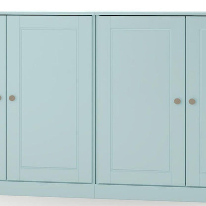 64" Aqua Solid Wood Four Drawer Sideboard With Four Doors
