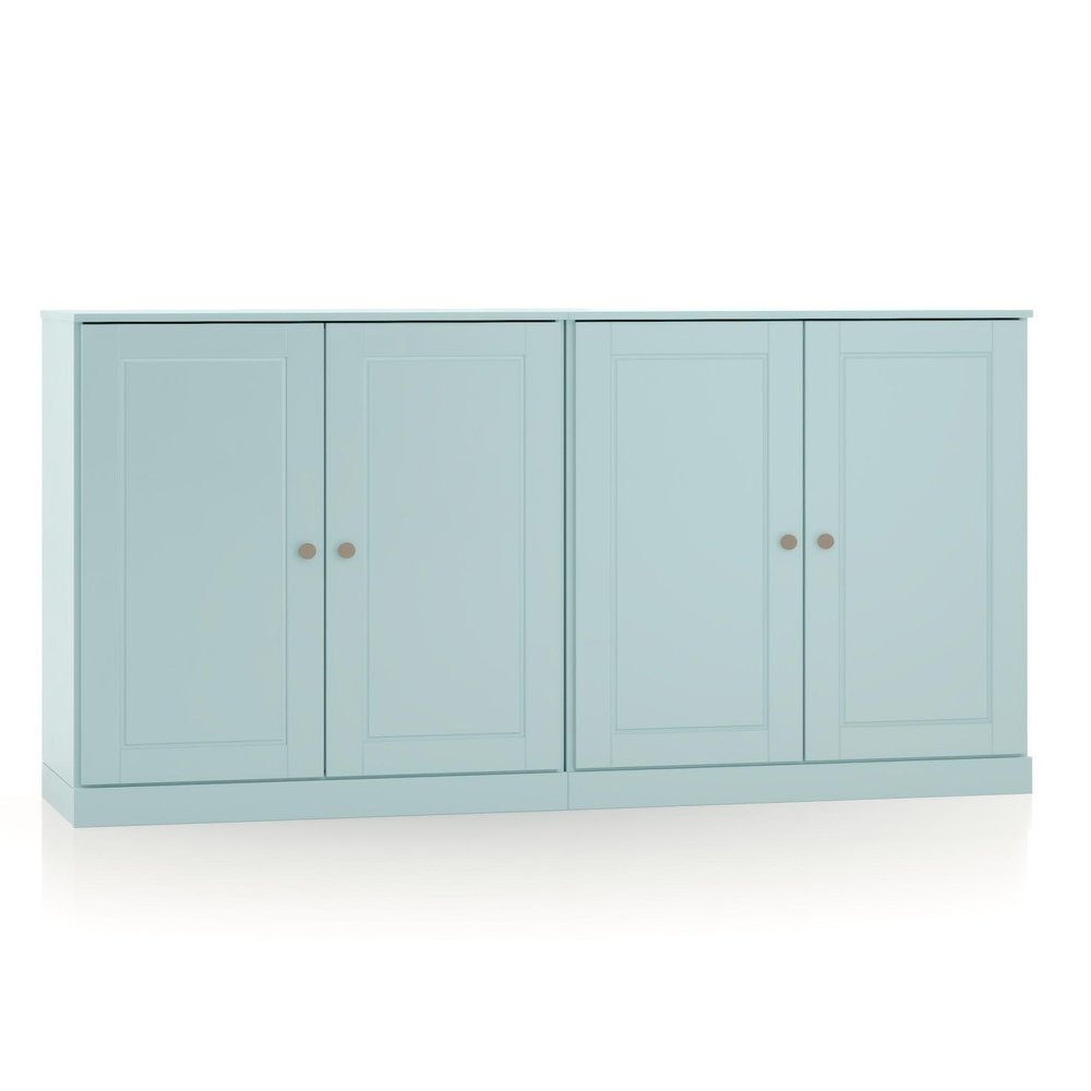 64" Aqua Solid Wood Four Drawer Sideboard With Four Doors — view 6