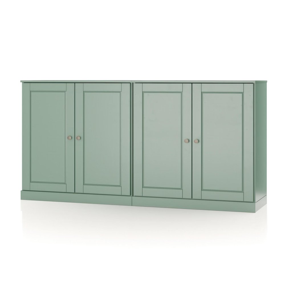 64" Sage Solid Wood Four Drawer Sideboard With Four Doors — view 1