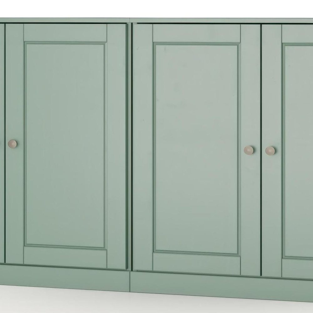 64" Sage Solid Wood Four Drawer Sideboard With Four Doors
