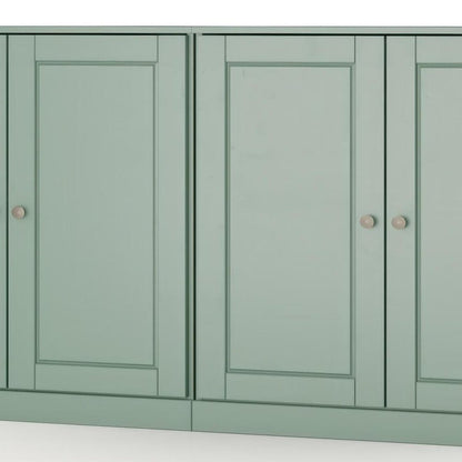 64" Sage Solid Wood Four Drawer Sideboard With Four Doors