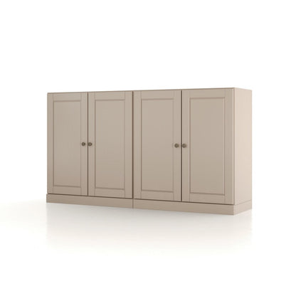 64" Beige Solid Wood Four Drawer Sideboard With Four Doors HomeRoots