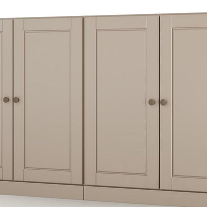 64" Beige Solid Wood Four Drawer Sideboard With Four Doors