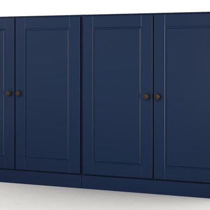 64" Navy Blue Solid Wood Four Drawer Sideboard With Four Doors HomeRoots