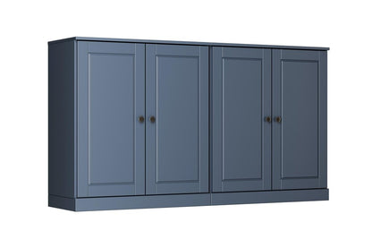 64" French Blue Solid Wood Four Drawer Sideboard With Four Doors HomeRoots
