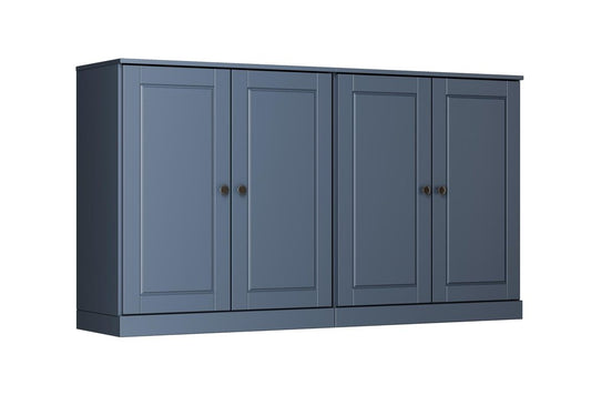64" French Blue Solid Wood Four Drawer Sideboard With Four Doors