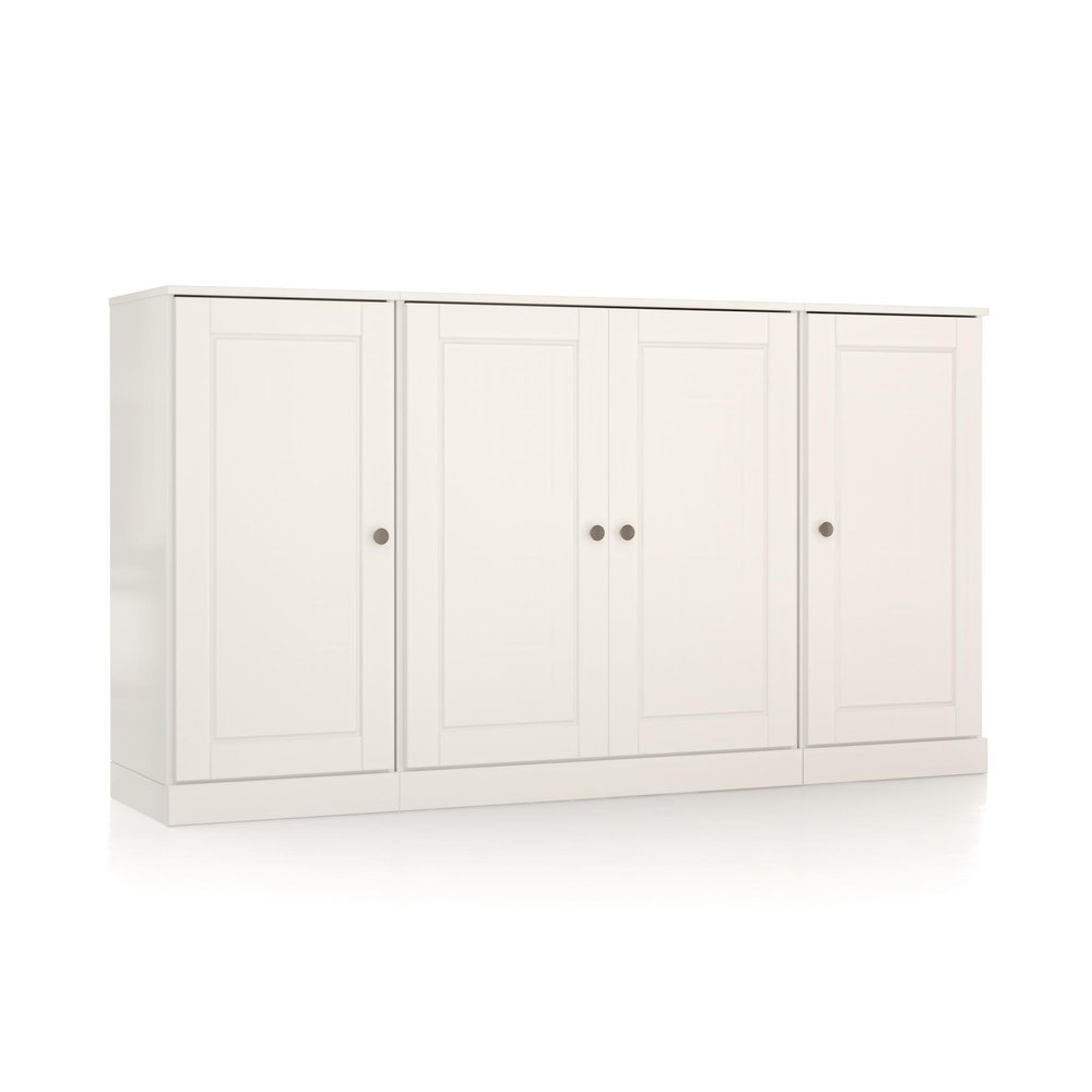 65" White Solid Wood Two Drawer Sideboard With Four Doors — view 1