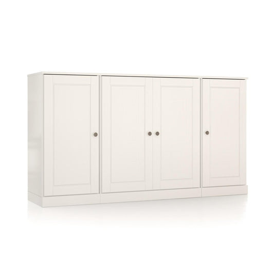 65" White Solid Wood Two Drawer Sideboard With Four Doors