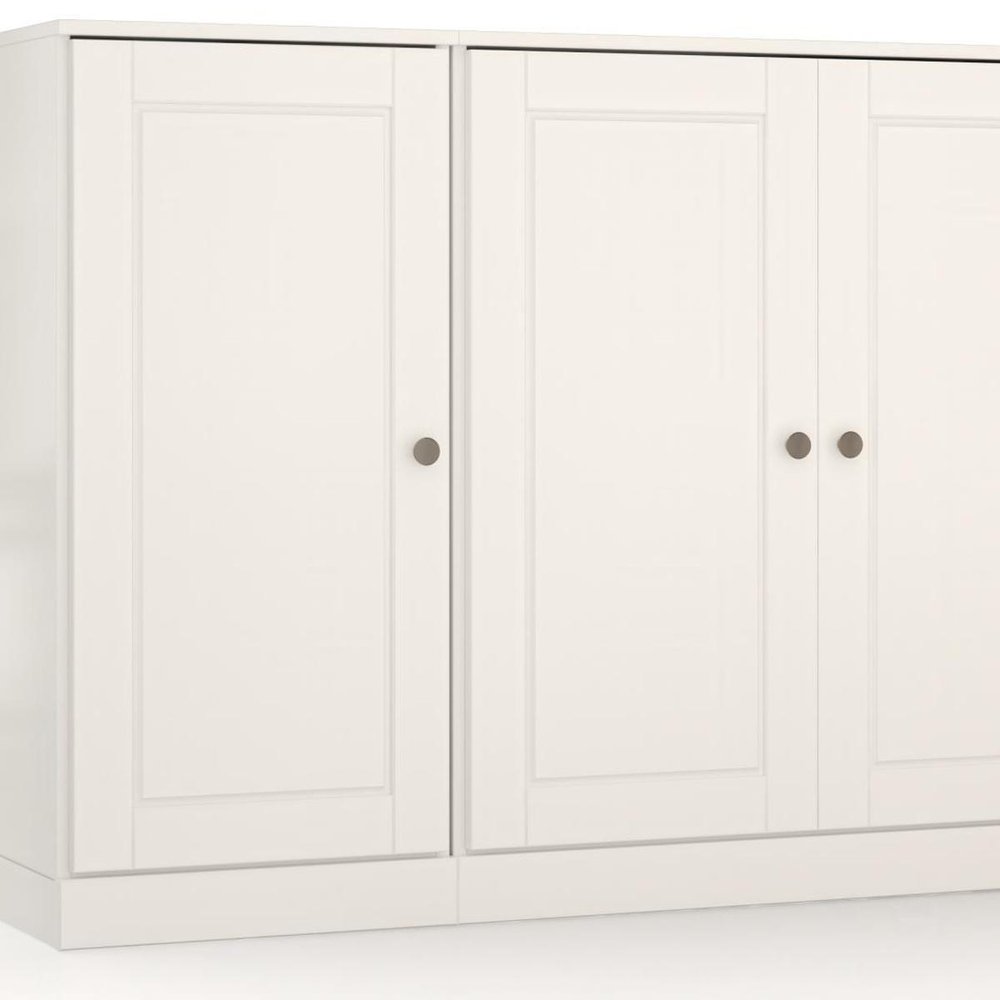 65" White Solid Wood Two Drawer Sideboard With Four Doors — view 3