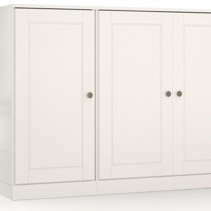 65" White Solid Wood Two Drawer Sideboard With Four Doors