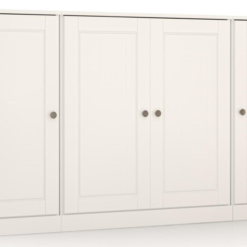 65" White Solid Wood Two Drawer Sideboard With Four Doors — view 4