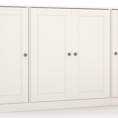 65" White Solid Wood Two Drawer Sideboard With Four Doors