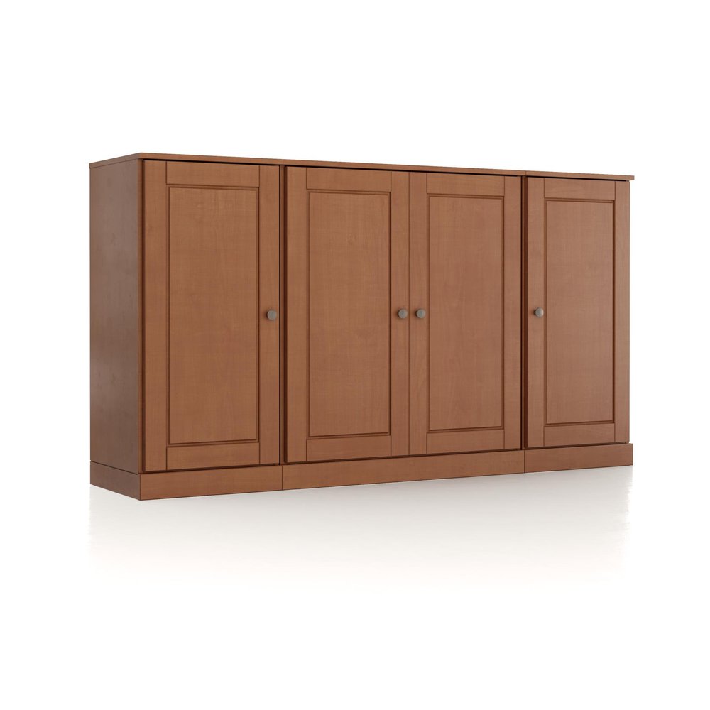 65" Coffee Solid Wood Two Drawer Sideboard With Four Doors — view 1