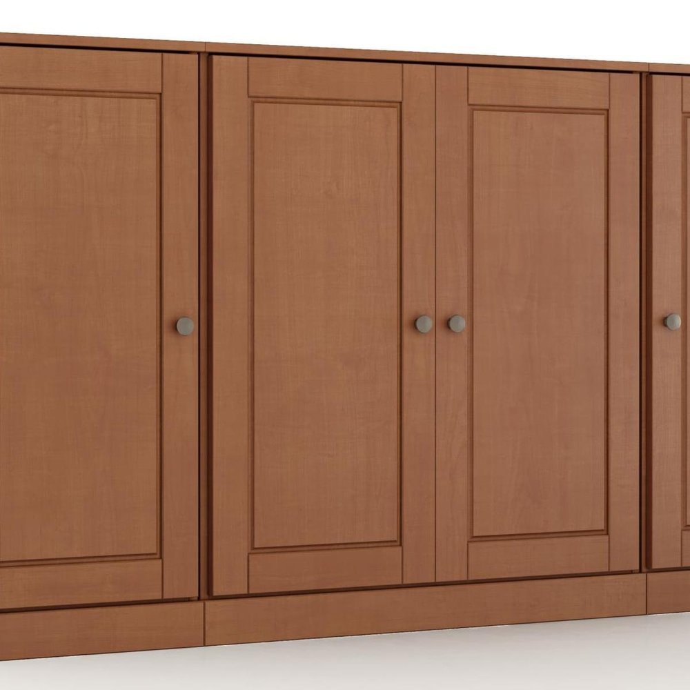 65" Coffee Solid Wood Two Drawer Sideboard With Four Doors