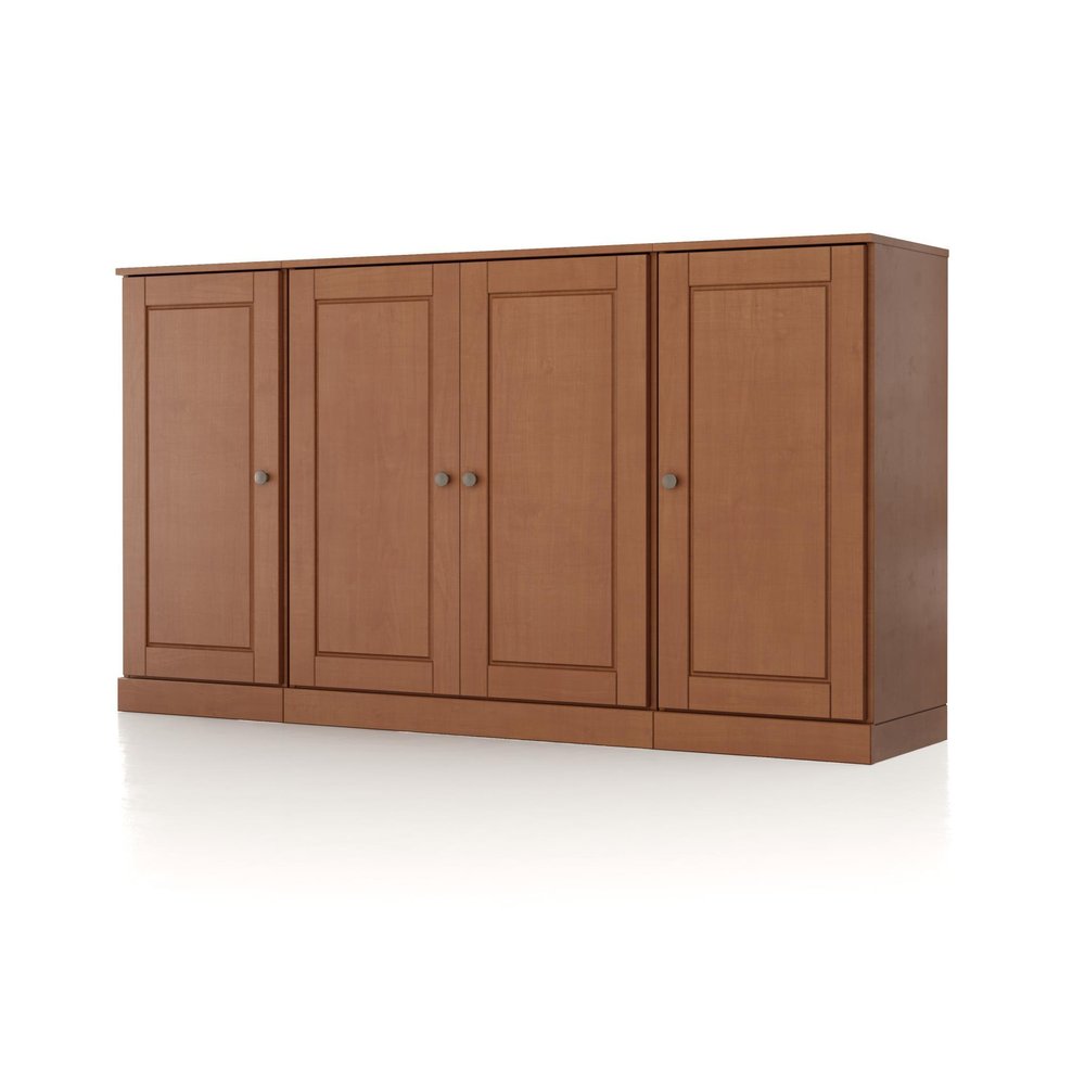 65" Coffee Solid Wood Two Drawer Sideboard With Four Doors — view 4