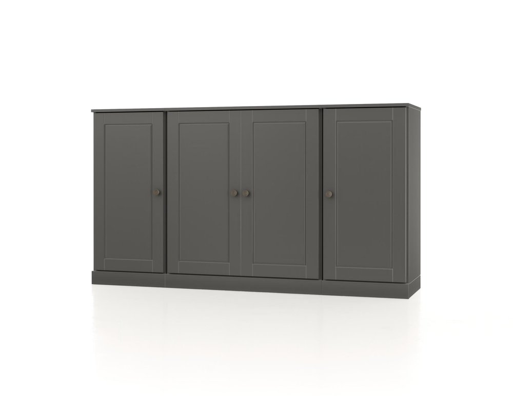65" Gray Solid Wood Two Drawer Sideboard With Four Doors — view 1