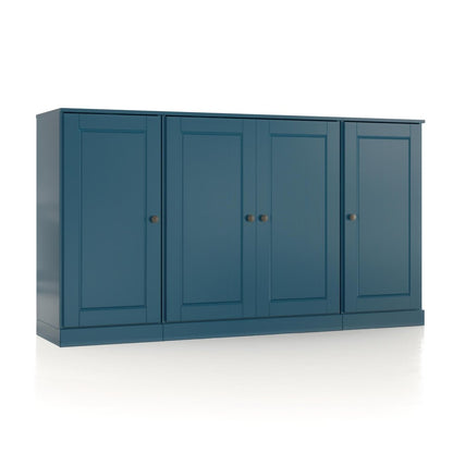 65" Teal Blue Solid Wood Two Drawer Sideboard With Four Doors HomeRoots