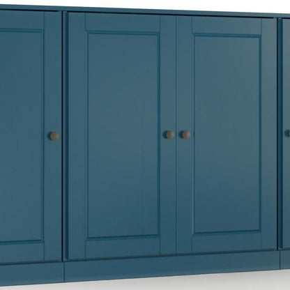 65" Teal Blue Solid Wood Two Drawer Sideboard With Four Doors