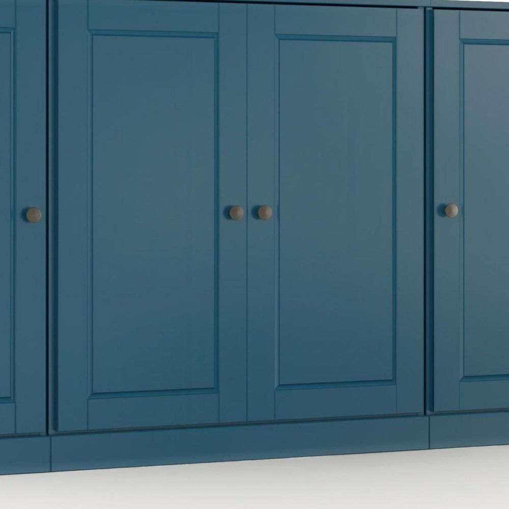 65" Teal Blue Solid Wood Two Drawer Sideboard With Four Doors — view 4