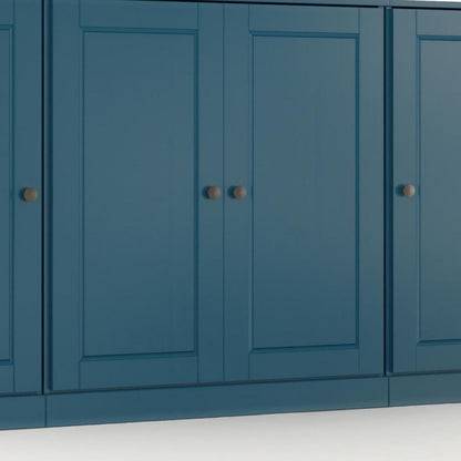 65" Teal Blue Solid Wood Two Drawer Sideboard With Four Doors