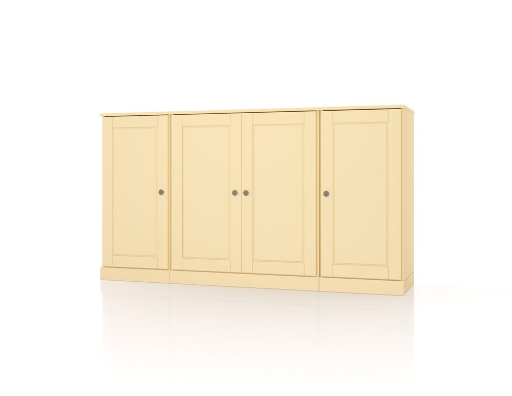 65" Yellow Solid Wood Two Drawer Sideboard With Four Doors HomeRoots