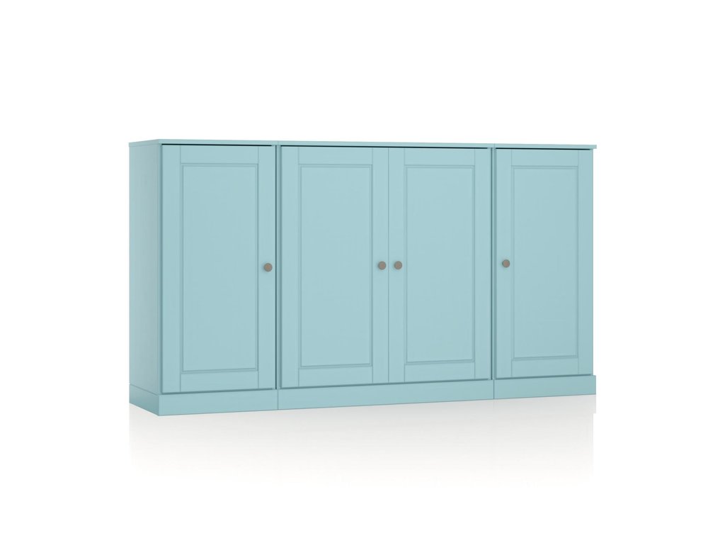 65" Aqua Solid Wood Two Drawer Sideboard With Four Doors HomeRoots