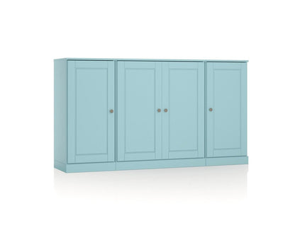 65" Aqua Solid Wood Two Drawer Sideboard With Four Doors HomeRoots