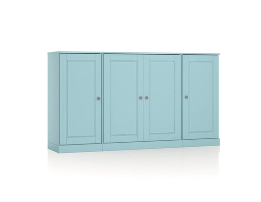 65" Aqua Solid Wood Two Drawer Sideboard With Four Doors