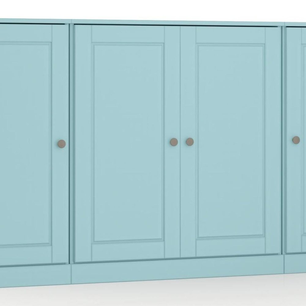 65" Aqua Solid Wood Two Drawer Sideboard With Four Doors