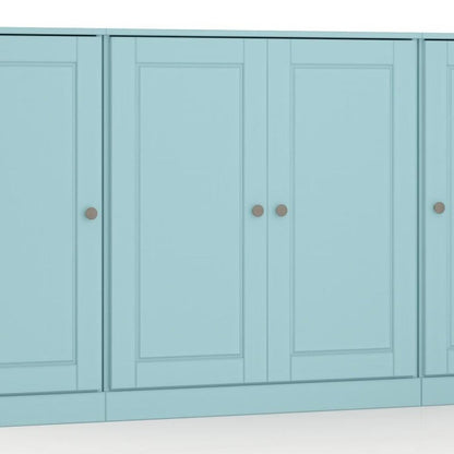65" Aqua Solid Wood Two Drawer Sideboard With Four Doors