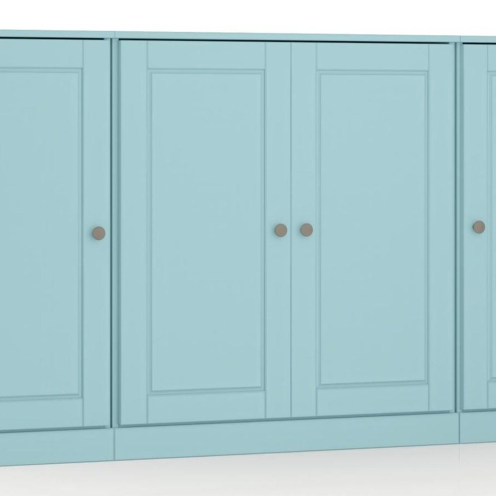 65" Aqua Solid Wood Two Drawer Sideboard With Four Doors