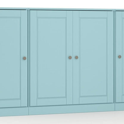 65" Aqua Solid Wood Two Drawer Sideboard With Four Doors