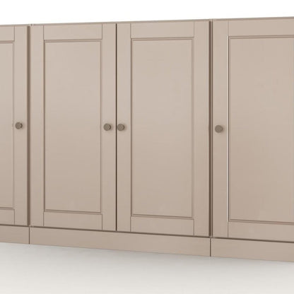 65" Beige Solid Wood Two Drawer Sideboard With Four Doors