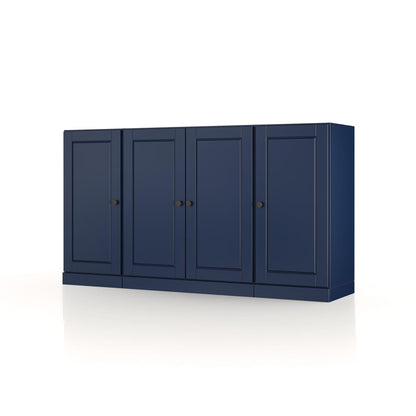 65" Navy Blue Solid Wood Two Drawer Sideboard With Four Doors HomeRoots