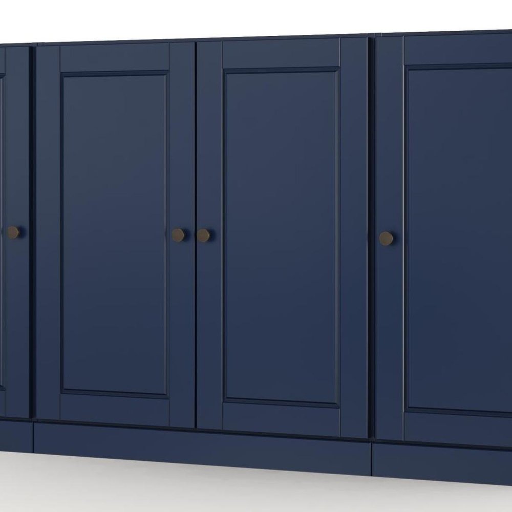 65" Navy Blue Solid Wood Two Drawer Sideboard With Four Doors — view 6