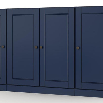 65" Navy Blue Solid Wood Two Drawer Sideboard With Four Doors