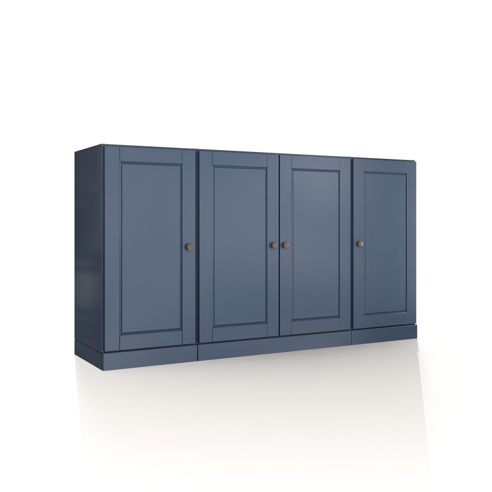 65" French Blue Solid Wood Two Drawer Sideboard With Four Doors HomeRoots