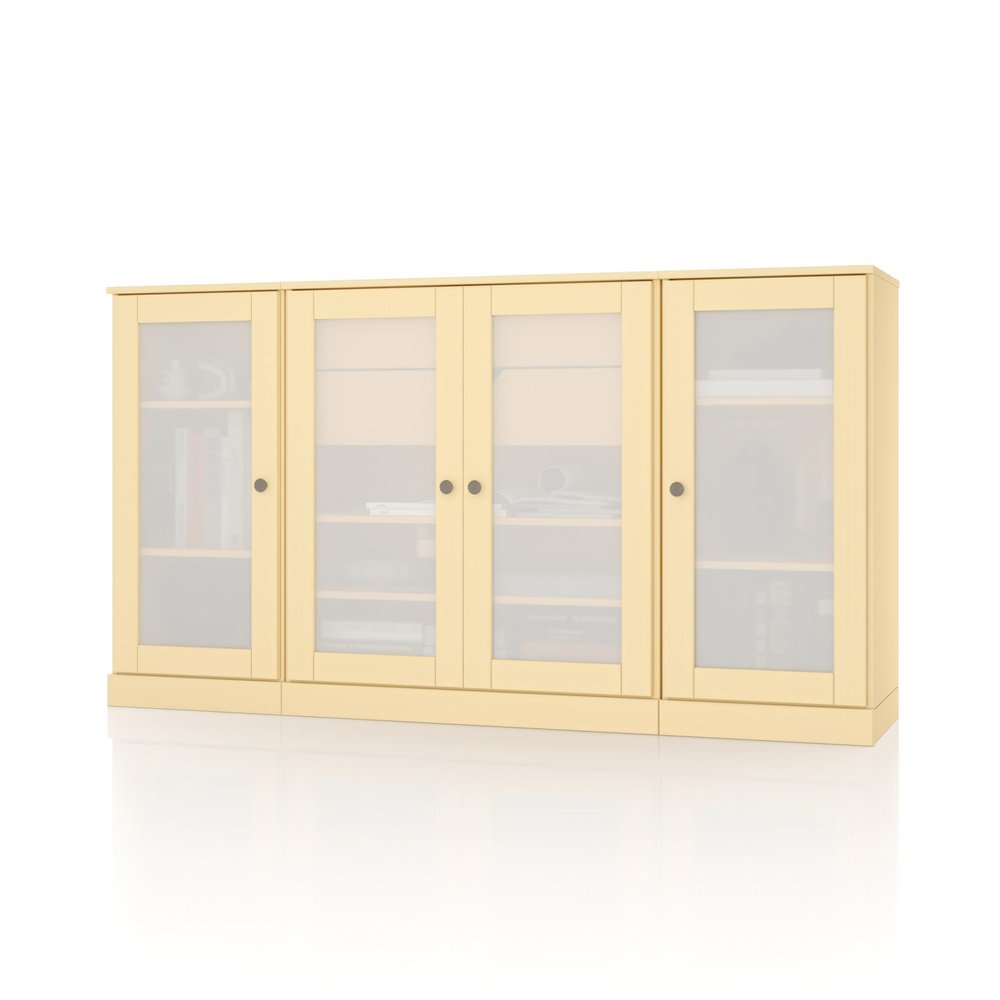 65" Yellow Solid Wood Two Drawer Sideboard With Four Glass Doors — view 1