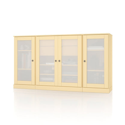 65" Yellow Solid Wood Two Drawer Sideboard With Four Glass Doors HomeRoots