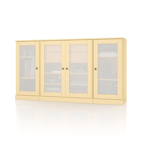 65" Yellow Solid Wood Two Drawer Sideboard With Four Glass Doors