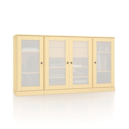 65" Yellow Solid Wood Two Drawer Sideboard With Four Glass Doors