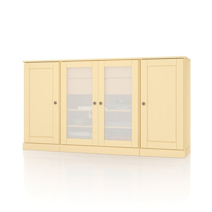 65" Yellow Solid Wood Two Drawer Sideboard With Four Glass Doors HomeRoots